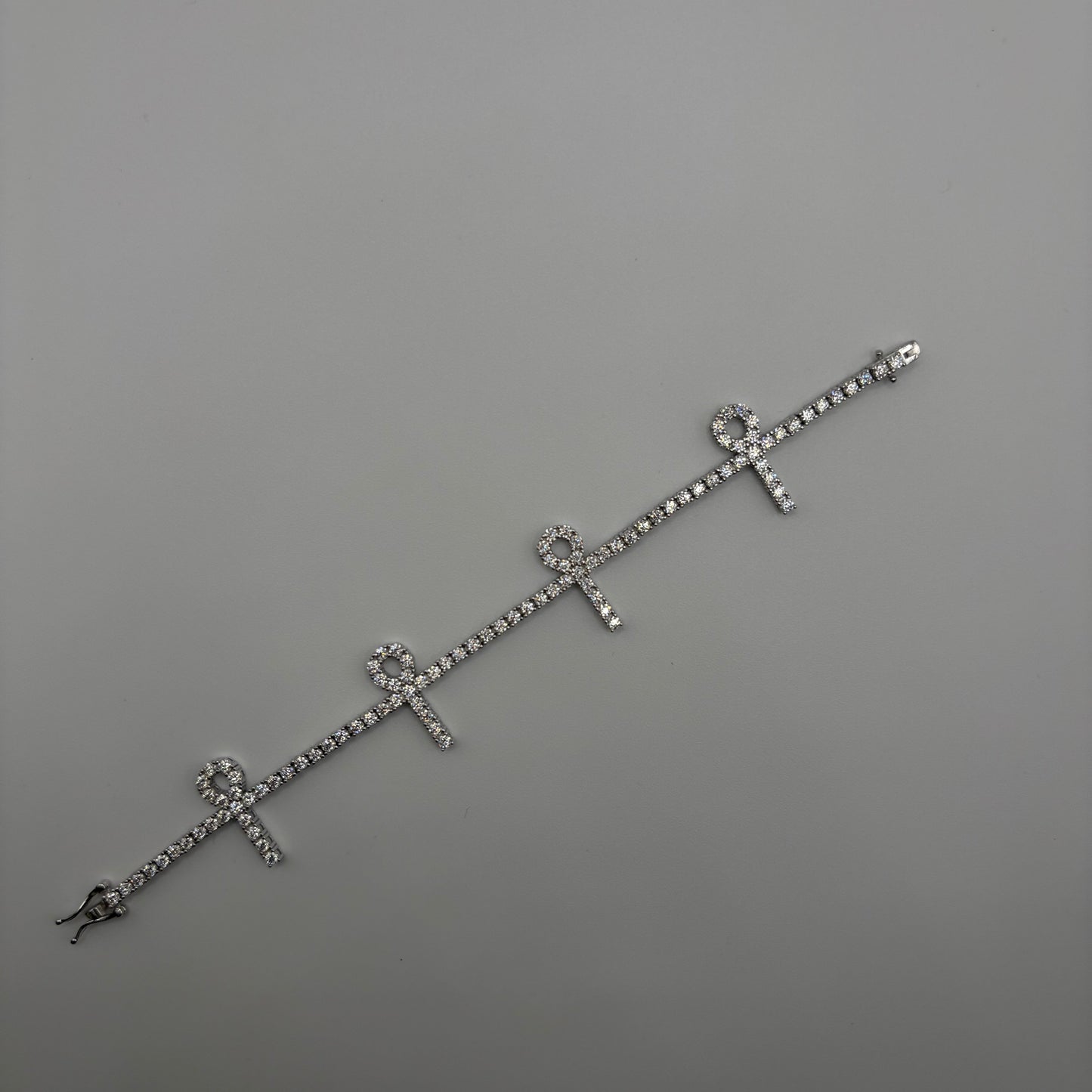 Ankh Tennis Bracelet .925 Silver 2.6MM VVS Lab Gemstones