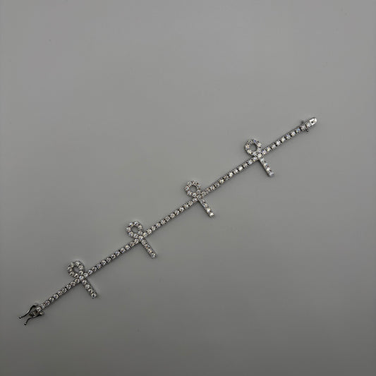 Ankh Tennis Bracelet .925 Silver 2.6MM VVS Lab Gemstones