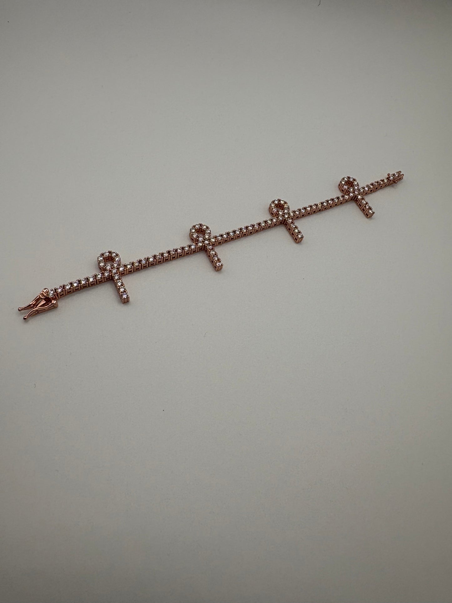 Ankh Style Tennis Bracelet .925 Sterling Silver 2.6MM VVS Lab-Grown Diamonds