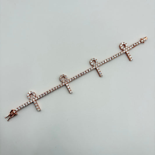 Ankh Style Tennis Bracelet .925 Sterling Silver 2.6MM VVS Lab-Grown Diamonds