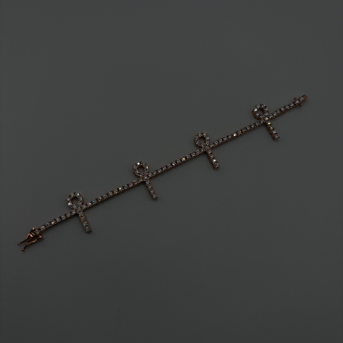 Ankh Style Tennis Bracelet .925 Sterling Silver 2.6MM VVS Lab-Grown Diamonds